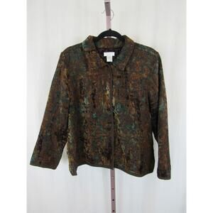 Christopher & Banks Large Multicolor Tapestry Jacket Textured Button Front